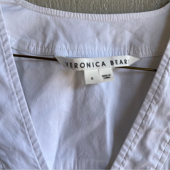 Veronica Beard White Cotton Wrap Blouse Long Sleeves Size 6 - Picture 3 of 8